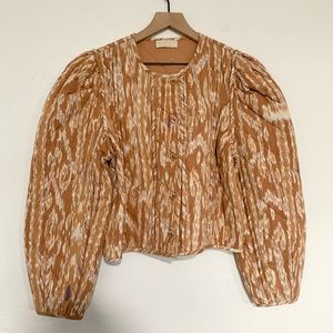 Ulla Johnson Tan and Cream Bomber Jacket